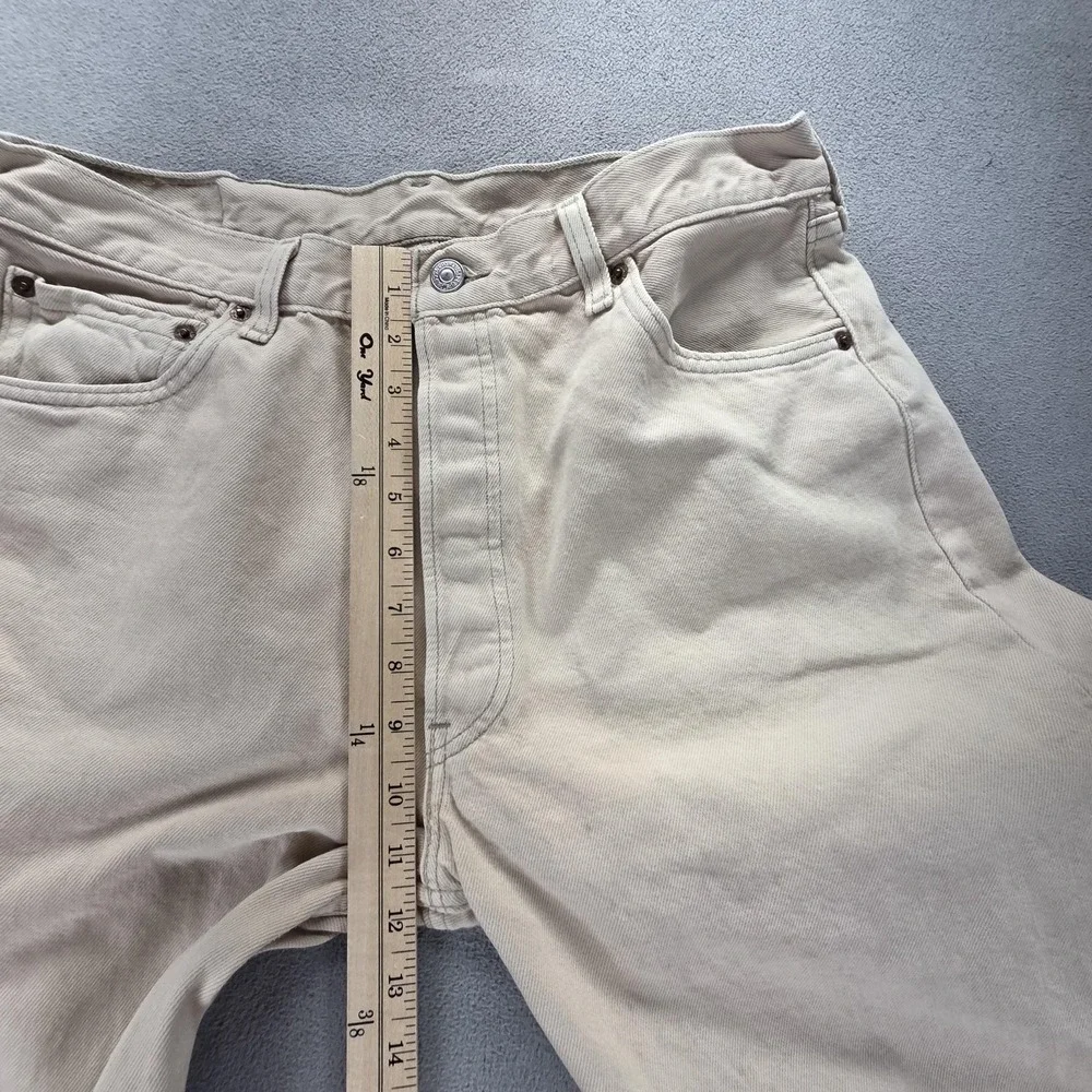 Vintage Levis 501 Jeans Mens Beige‎ Straight Button Fly USA Stains Fits 32x34